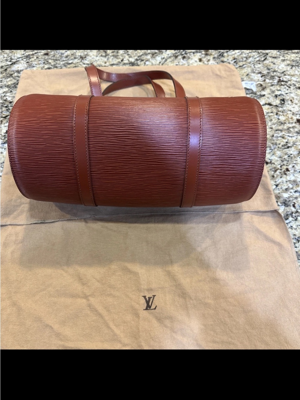 Louis Vuitton Epi Leather Cylindrical Duffel Bag in Deep Brown